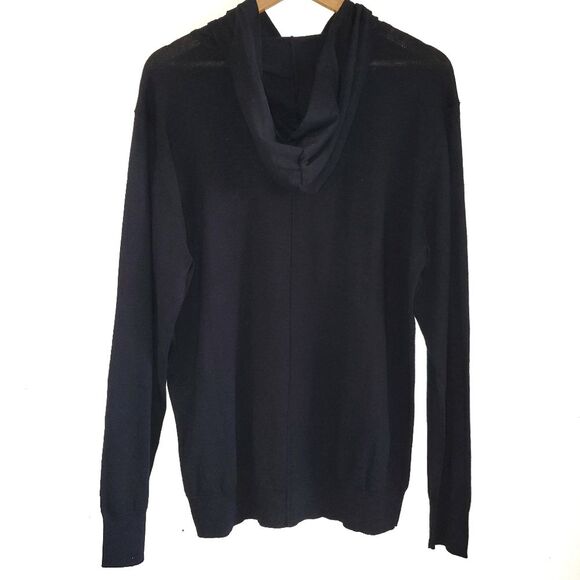 BLDWN Mens Luis Linen Blend Knit Hoodie Sweater Kangaroo Pocket Black Large - Picture 4 of 13